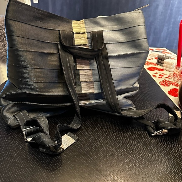 Backpack/tote bag made of old seatbelts.